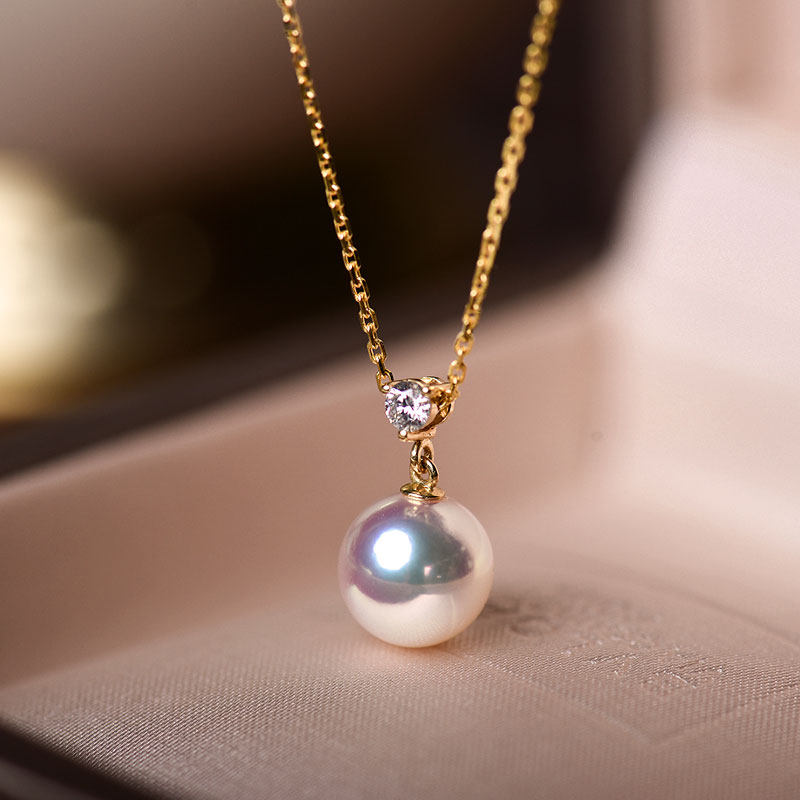 Wing | Heising 18k gold inlaid drilling Nanyang sea water pearl akoya sea water pearl necklace