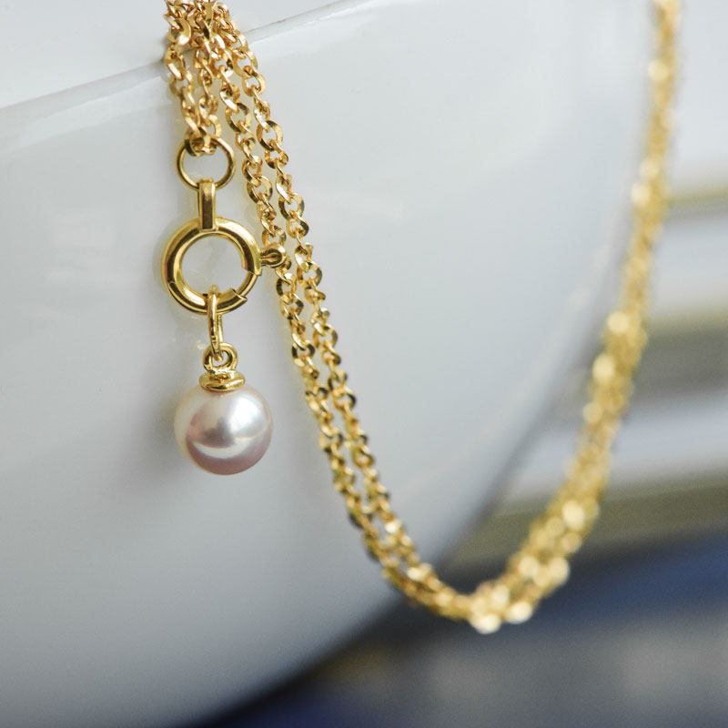 Wing -- double Yao 18k gold adjustable with sparkling hands with sparkling pearls of small pearls pendant