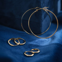 Wing｜18k gold plain gold earrings Thick gold texture good Port wind semi-permanent do not pick small ear rings