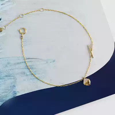 Wing｜My Golden rice bowl 18k gold diamond-encrusted bowl chopsticks shape bracelet Exquisite Q Meng original design