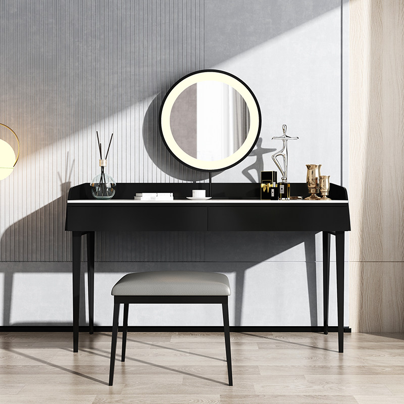 Modern minimalist rock board Makeup Bench Nordic Bedroom Containing Cabinet Mood Minimalist Light Lavish Red Ins Wind Makeup table