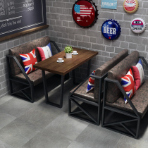 Retro industrial style restaurant coffee shop wall booth sofa bar music bar barbecue hotpot restaurant table and chair combination