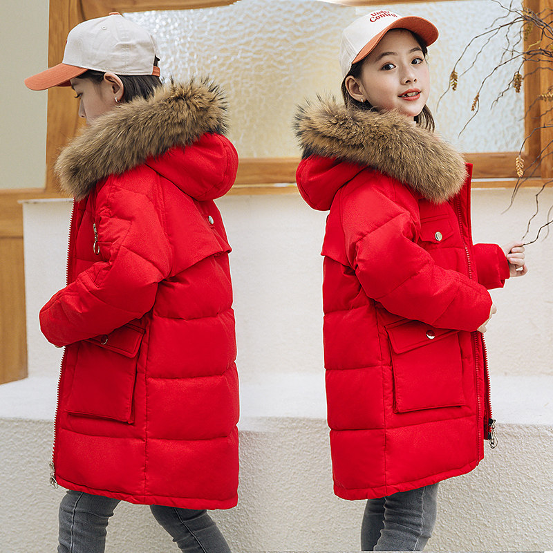 Girls' down jacket mid-length version in the big children's thickening off-season clearance specials children's Korean version of the Western style 2022 new