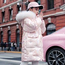 Bala bala2021 new girls down jacket mid-length Korean version of the western style childrens middle-aged girls winter coat