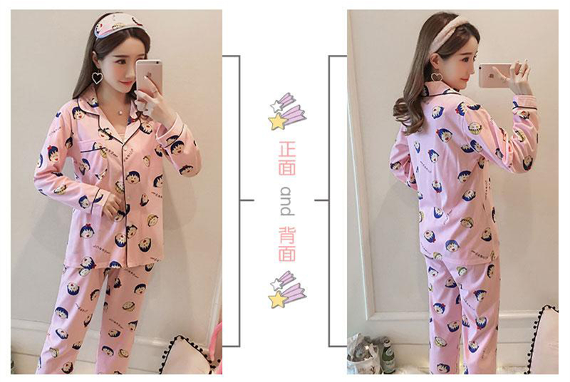 Bộ đồ ngủ dài tay mùa thu nữ cotton hoạt hình mùa thu có thể mặc áo len hai dây mùa đông phục vụ nhà cotton đồ bộ mặc nhà cao cấp