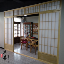 Japanese double-sided lattice door and room sliding door camphor pine camphor door partition Tatami Zhangzi door custom
