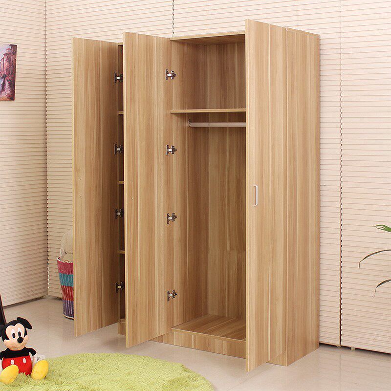 Panel-type simple overall wardrobe simple modern solid wood combination assembly three-door four-door large wardrobe wardrobe