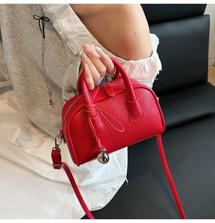 Borsa a tracolla rossa da donna, piccola borsa a secchiello tote_voghion.com