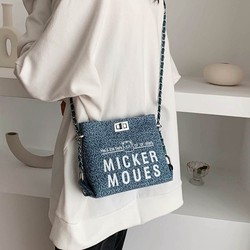 French niche design canvas small bag female spring 2024 new fashion crossbody bag wild chain bucket bag