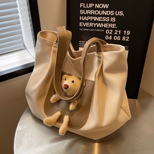 Милая вместительная и большая сумка через плечо, сумка на одно плечо, универсальный шоппер, с медвежатами, подходит для студента