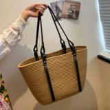 编织包大容量包包女2025夏季新款草编包法式沙滩包通勤单肩托 托特包