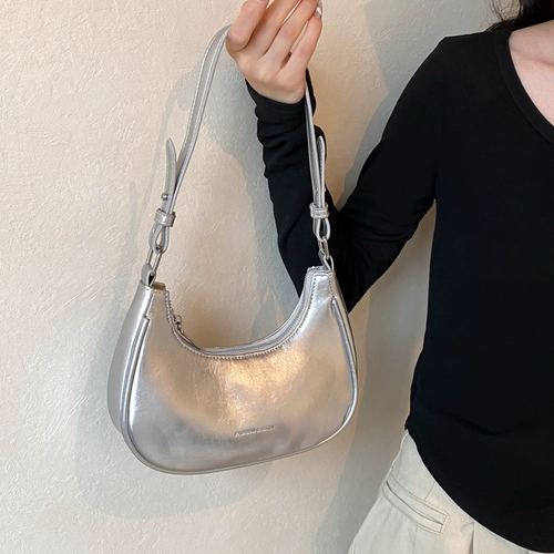 Небольшая дизайнерская серебряная сумка через плечо, сумка на одно плечо, городской стиль