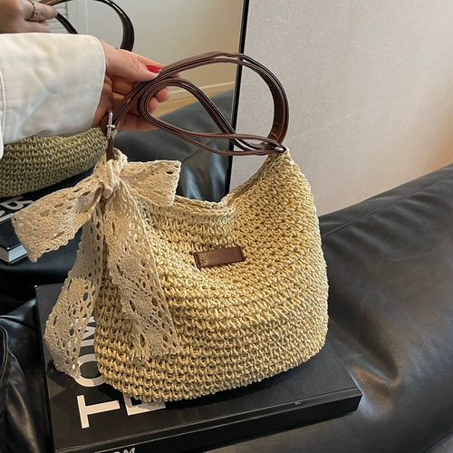 Соломенная летняя пляжная сумка через плечо, французский стиль, популярно в интернете