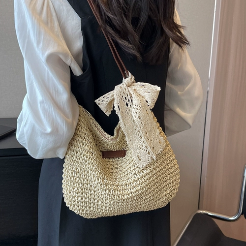 Соломенная летняя пляжная сумка через плечо, французский стиль, популярно в интернете