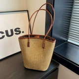 Летняя соломенная пляжная сумка на одно плечо для отдыха, в корейском стиле