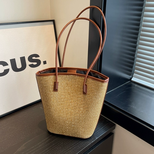 Летняя соломенная пляжная сумка на одно плечо для отдыха, в корейском стиле