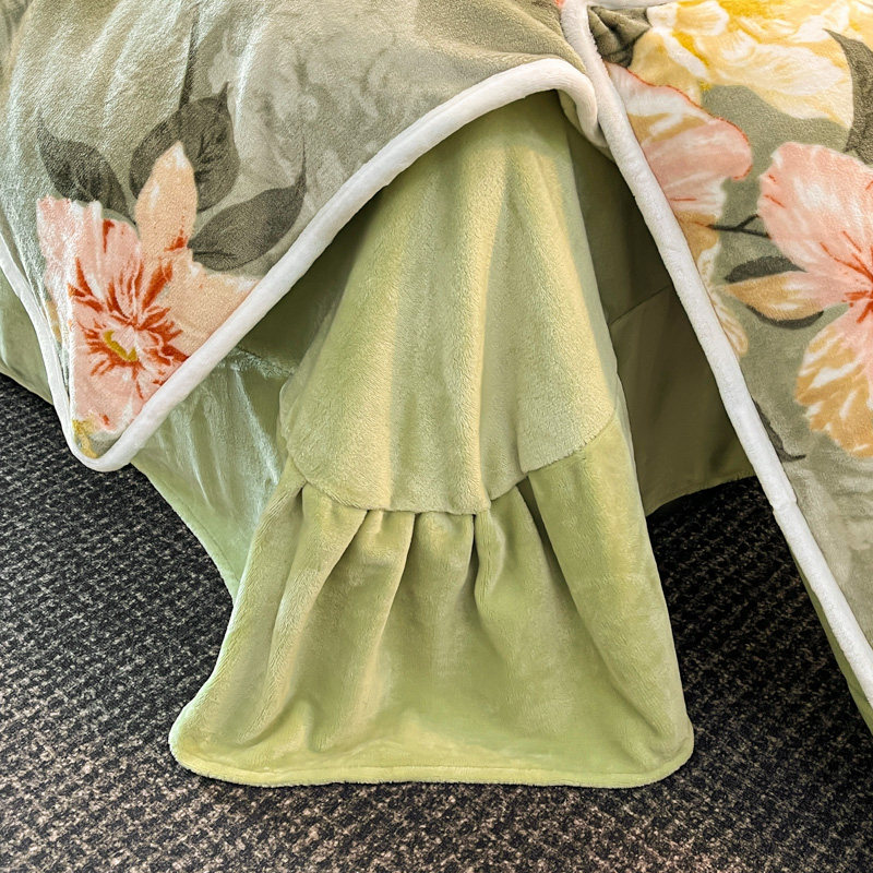 Class a Maternal and Infant Grade Milk Velvet Printed Four-Piece Set, Anti-Static, Double-Sided Fleece, High-Quality Warm Bed Sheet and Duvet Cover