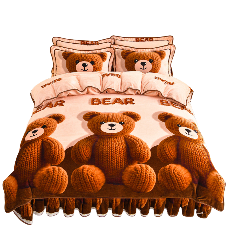 Winter Thickened Milk Velvet Four-Piece Set Anti-Static Coral Velvet Duvet Cover Bed Sheet 2025 New Flannel for Bed Use