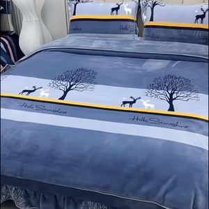 Fleece-Lined Milk Velvet Four-Piece Set 2025 New Winter Thickened Double-Sided Coral Fleece Duvet Cover Bed Flannel Shee