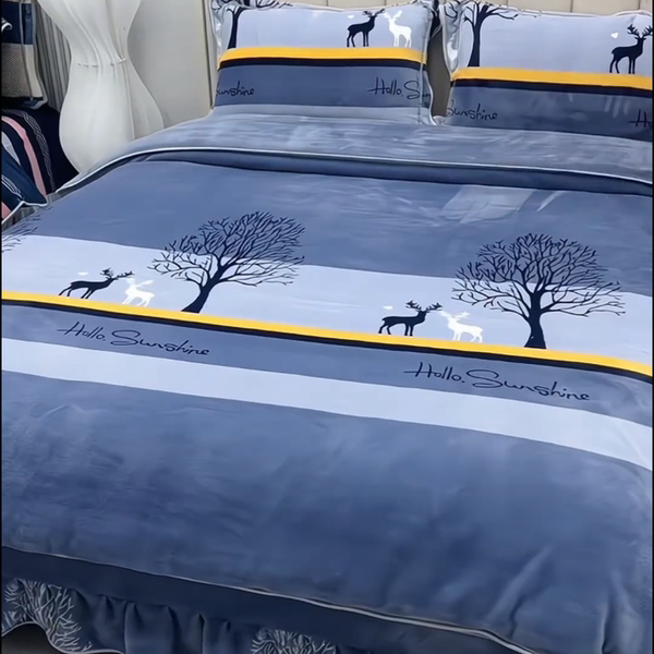 Fleece-Lined Milk Velvet Four-Piece Set 2025 New Winter Thickened Double-Sided Coral Fleece Duvet Cover Bed Flannel Sheets