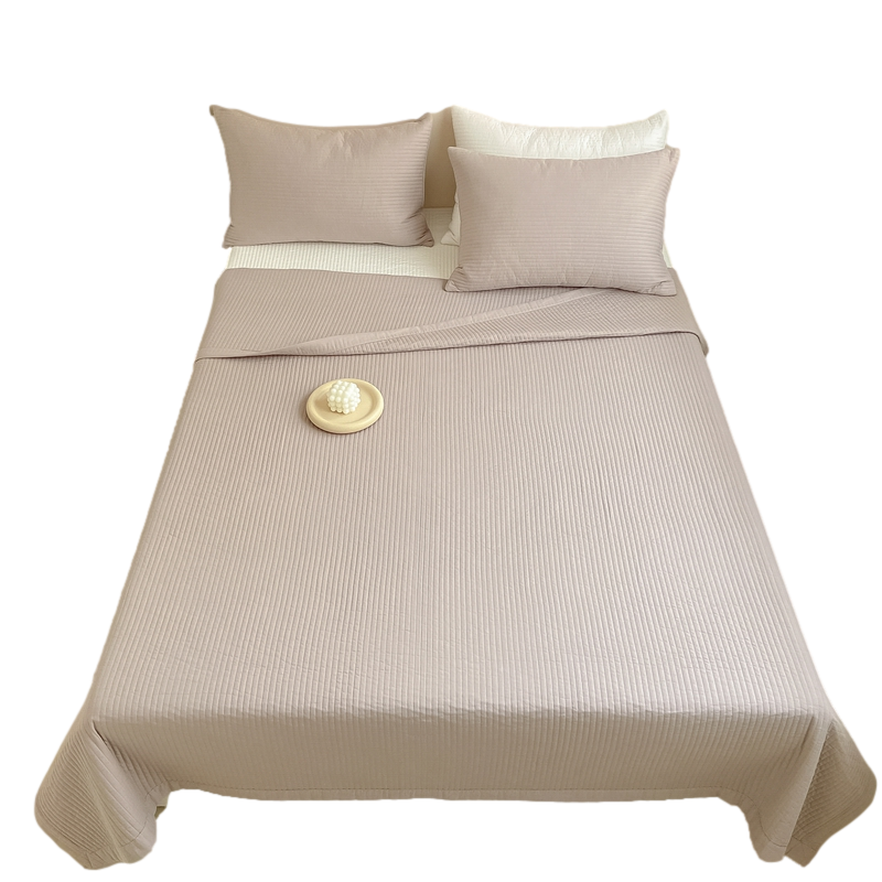 ins Korean-Style All-Cotton Washed Bed Cover Single Piece Quilted Non-Slip Bed Sheet Three-Piece Set Reversible Summer Quilt