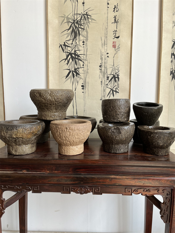 Nostalgic Old Objects, Blue Stone Mortar, Antique Stone Carving, Garlic Mortar, Flower Pot, Ashtray, Bed and Breakfast, Retro Style Decorative Ornaments