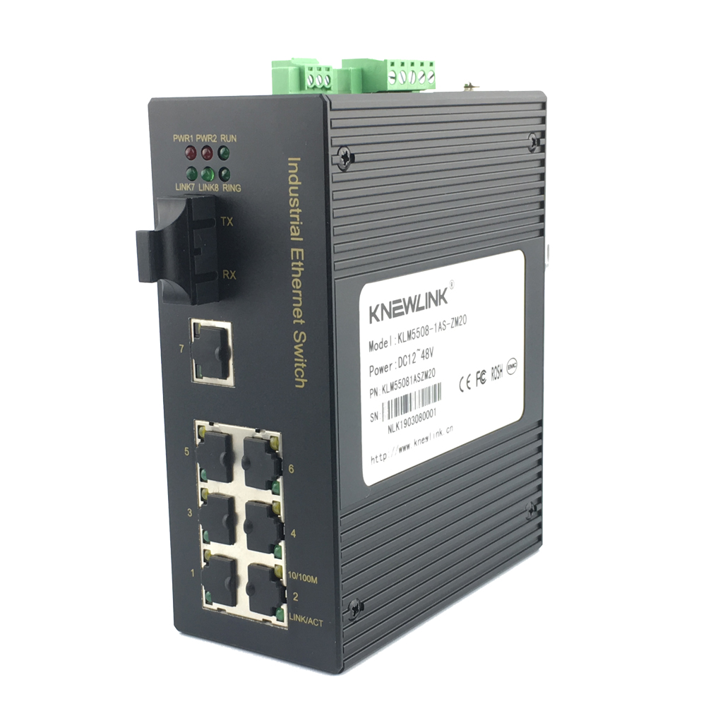KNEWLINK Industrial Class Guide Rail 1 Light 7 Power Ethernet Switch AC DC AC AC DC 220V Switch
