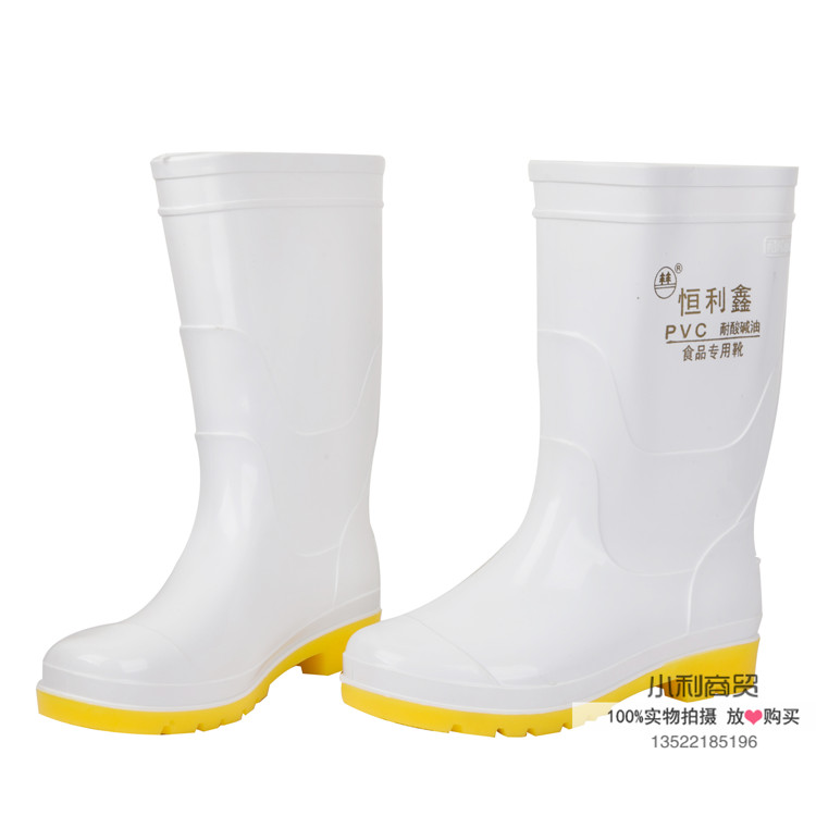Nam giới và phụ nữ trong ống cao thực phẩm vệ sinh khởi động trắng mưa khởi động mưa khởi động trượt mặc giày nước giày khởi động axit và kiềm dầu dép nhựa đi mưa