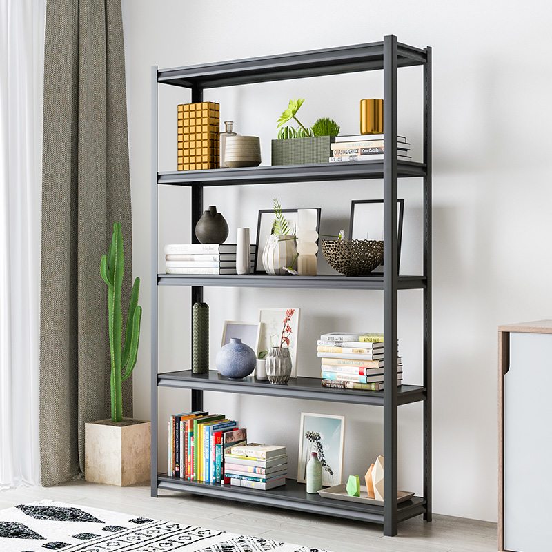 Black storage shelf Home Office free combination shelf balcony multi-layer steel wood storage rack display rack