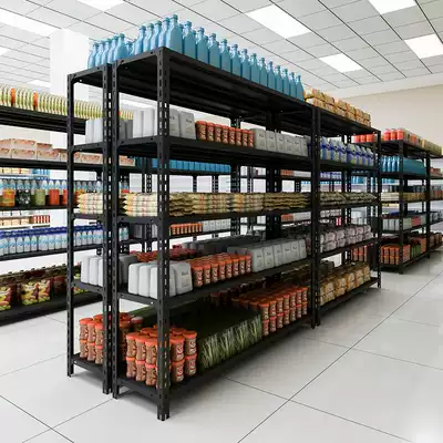 Black household shelf storage rack warehouse storage multi-layer storage display floor shelf balcony tally small iron frame