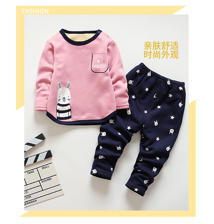 Quần lót trẻ em nhiệt bộ mùa đông cộng với nhung dày không cotton quần áo mùa thu quần dài bé trai và bé gái đồ ngủ cửa hàng quần áo trẻ em