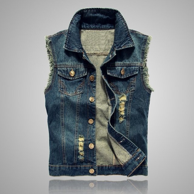 Spring and Autumn Denim Vest Men's Korean Style Sleeveless Vest Slim Youth Vest Vest Top Clothes Summer Casual Trend