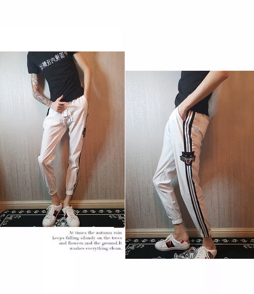 Thời trang mới quần skinny nam phiên bản Hàn Quốc của chàng trai tinh thần xã hội mỏng chín quần lưới đỏ với quần nam quần áo thể thao