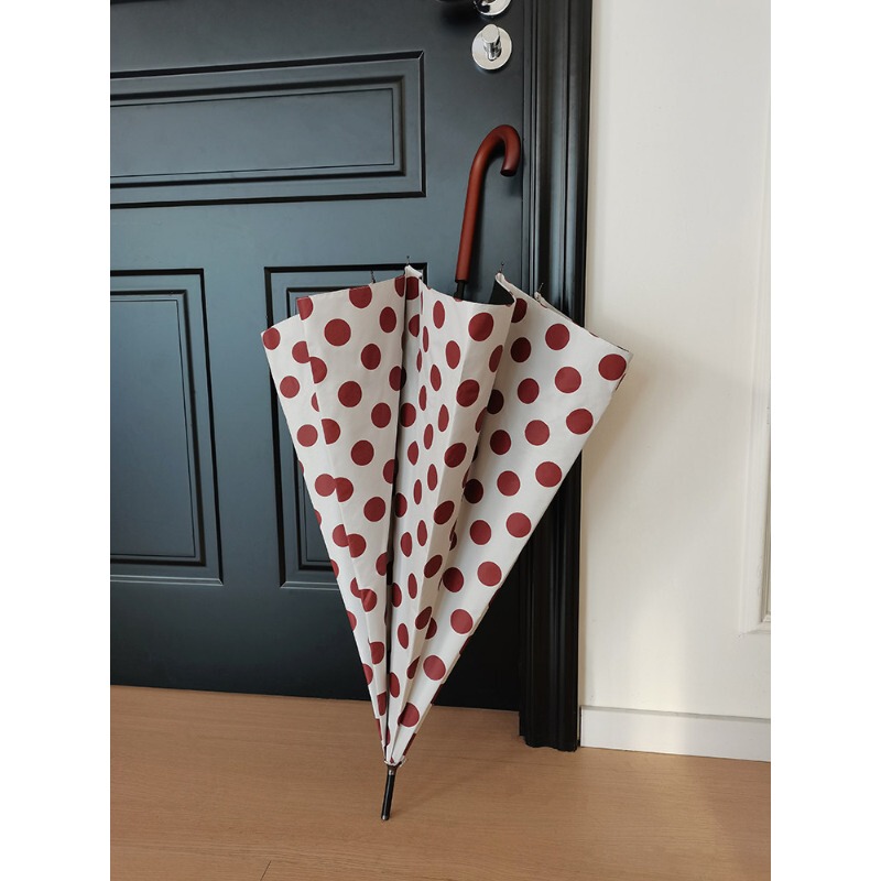 German Retro Polka Dot Long-Handled Umbrella for Women, Vinyl Sun Protection, Uv Protection, Dual-Use for Sun and Rain, Foldable, Sturdy and Wind-Resistant German Retro Polka Dot Long-Handled Umbrella for Women, Vinyl Sun Protection, Uv Protection, Dual-Use for Sun and Rain, Foldable, Sturdy and Wind-Resistant