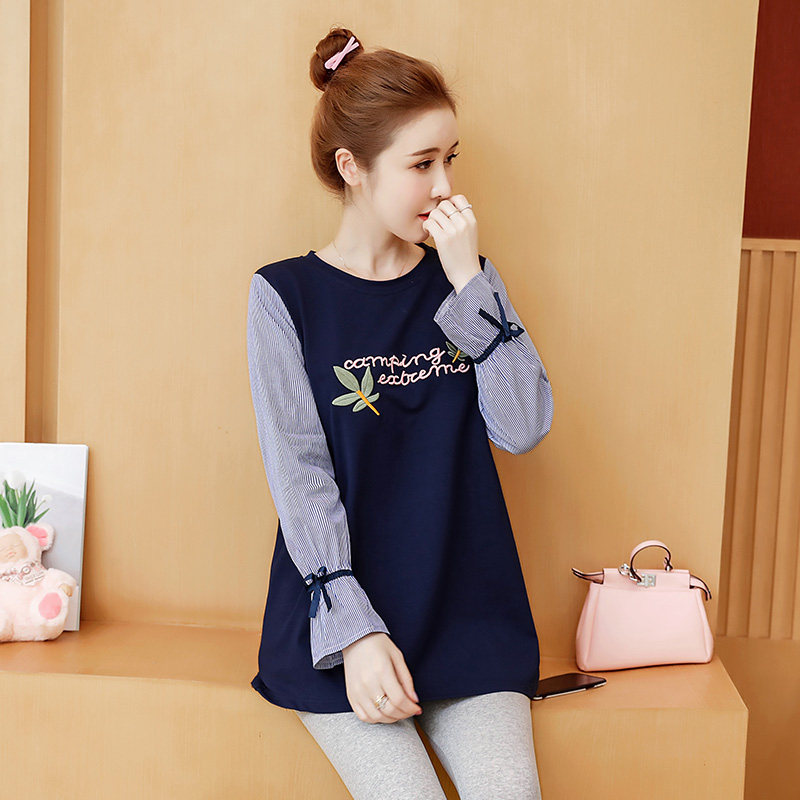 Maternity autumn suit fashion net red foreign gas top long sleeves medium long length T-shirt sweatshirt women's spring and autumn fashion mom