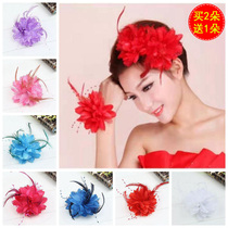 Female anchor feather floral headdress hairclip Hairband flower bride hair ornaments dance New Years day childrens photography table performance headdress