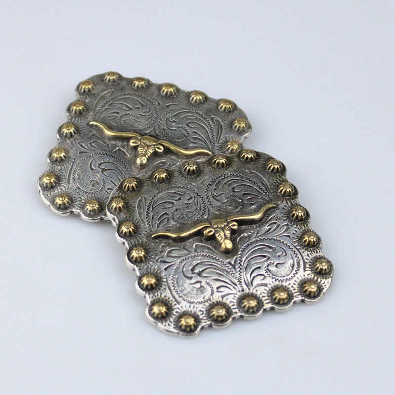 Old John ancient silver handbag buckle locomotive bag button saddle bag buckle Texas 58mm ancient silver dot gold ox head chaesebum button