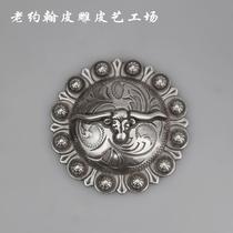 Leather carving leather art hardware ancient silver handbag buckle locomotive bag buckle Texas super large silver 78mm cow head buckle