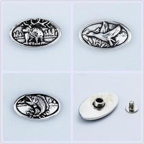 Handmade leather leather carving leather art ancient silverfish wild goose cloth buckle 25mm silver plated