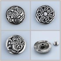 Leather Sculpture Leather Art Hardware Silver Plated Decorative financial Blocking Lindisfarne Spiral ancient silver Celtic dragon 25mm