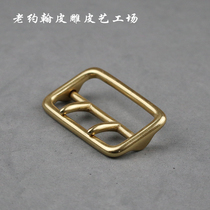 Double-pin belt buckle Uniform male pure copper wearing earday-word armed belt buckle 54mm pure copper color 