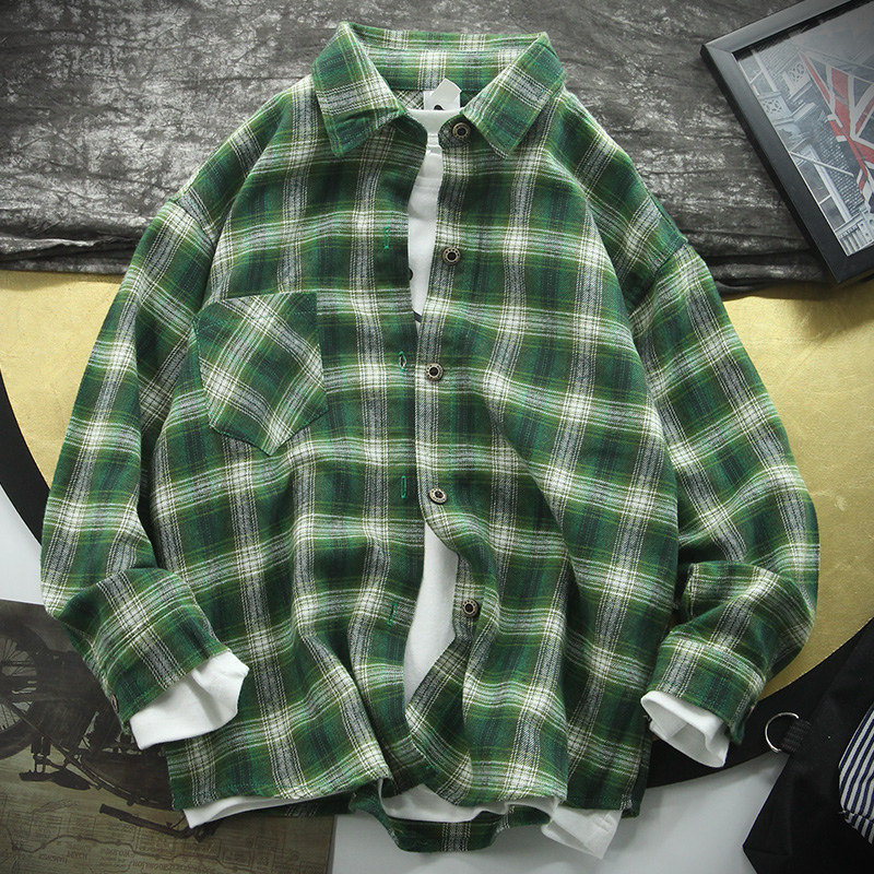 Boys plaid shirt 2022 spring and autumn new middle-aged children's long-sleeved shirts children's Korean jacket boys primary school students