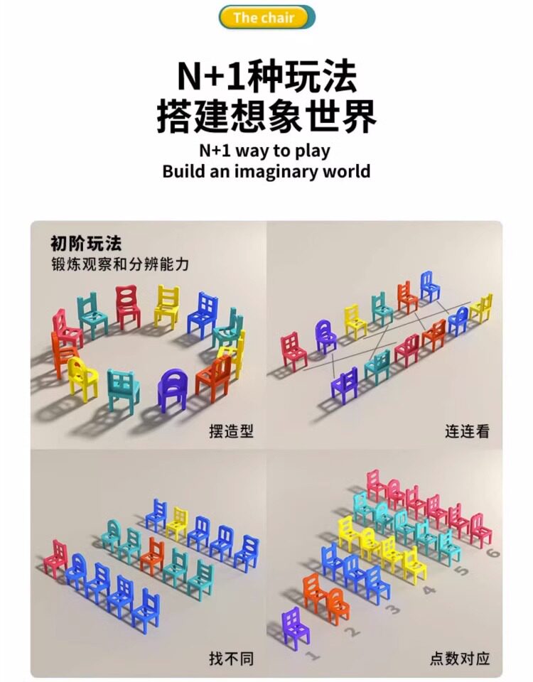 Дженга 儿童椅子叠叠乐玩具男孩桌面7游戏益智思维训练女孩3到6岁专注力5 Hi Mladic