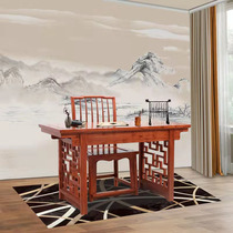 Chinese desk full solid wood desk log small family type New Chinese writing computer desk brief Calligraphy Desk Furniture