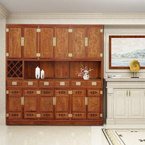 Red Wood Wine Cabinet New Chinese Style Villa Living Room Lockers Flowers Pear Wood Dining Side Cabinet Large Capacity Display Cabinet Hedgehog Purple Sandalwood