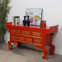 Temple carving table for table Chinese log solid wood old antique old elm Buddha table incense case porch table customization