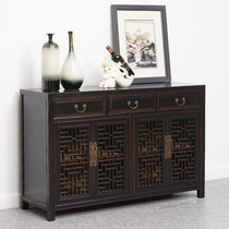 New Chinese style solid wood furniture sideboard antique porch cabinet shoe cabinet foyer black Chinese storage storage cabinet custom