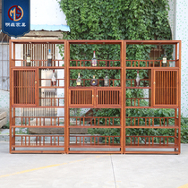 Zen new Chinese style three-combination mahogany hedgehog rosewood rosewood to the living room bookcase display locker customization