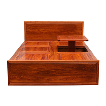 Solid wood bed tenon-and-mortise structure Redwood furniture Hedgehog Purple Sandalwood Log Tatami Bed new Chinese style with lifting table Large bed