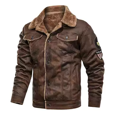 World War II US military aid China aviation team Leather Jacket Flying Tiger team fur one coat flight jacket military fan air force fur